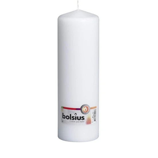 Bolsius Pillar Candles White 250mm by 78mm 86 Hours - CAN039 B/C