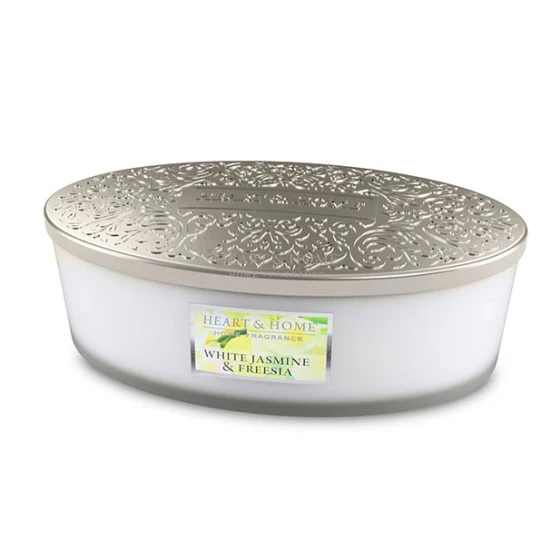 Heart and Home Ellipse 4 Wick Candles White Jasmine & Freesia 420g - HH115