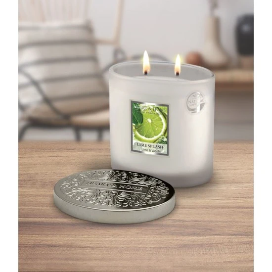 Heart and Home Ellipse Twin Wick Candle Lime Splash 230g - HH088