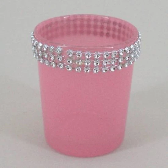 Glass Votive Candle Holder Pink Sparkle - GL011c 5C