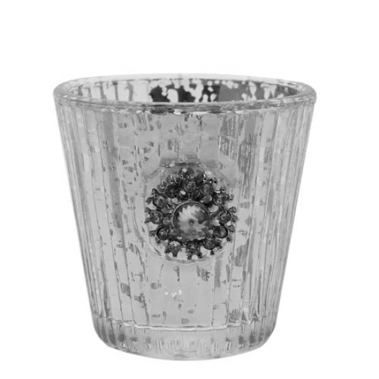 Mercury Glass Votive Candle Holder Antique Silver - GL090 8D