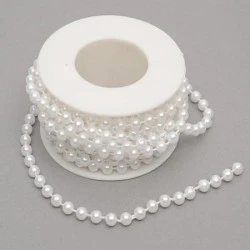 6mm White Pearls on 5m Roll - PEA103 PR