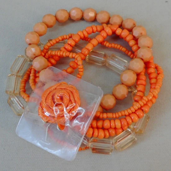 Pot Pourri Orange Wrist Corsage Bracelet - WCOR126