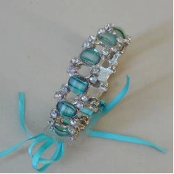 Victoria Wrist Corsage Bracelet Aqua - WCOR130