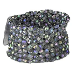 Classic Black Iridescent Wrist Corsage Bracelet - WCOR121