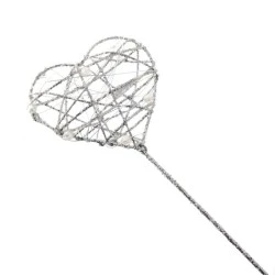 Glitter Heart Fairy Wand Silver - WAN003