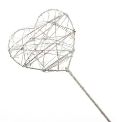 Glitter Heart Fairy Wand White Iridescent - WAN002