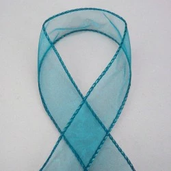Wired Organza Ribbon Teal Blue - RIB026