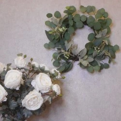 Artificial Eucalyptus Lambs Ear and Berries Wreath 50cm - EUC005 
