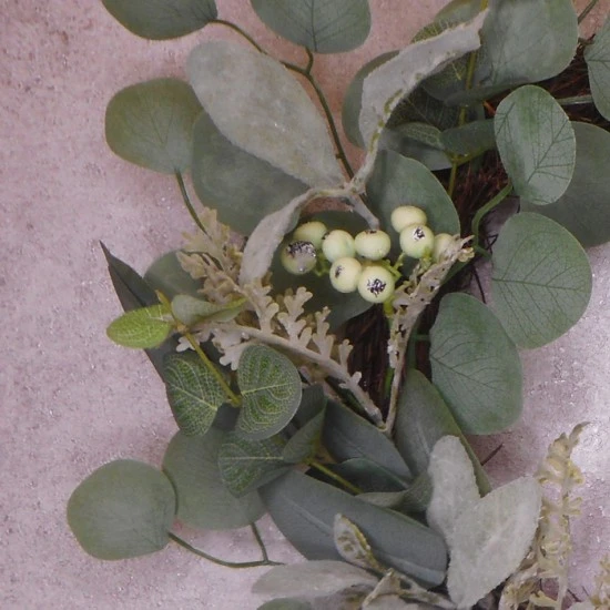 Artificial Eucalyptus Lambs Ear and Berries Wreath 50cm - EUC005 