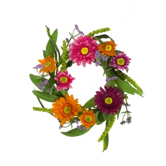 Artificial Flowers Candle Ring Gerberas and Daisies 28cm - G078 H3