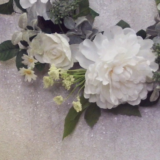Artificial Peony Roses Wreath Cream 60cm - P123 