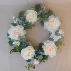 Artificial Roses Wreath Blush Pink 40cm - R735