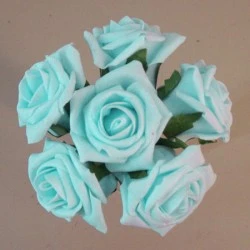 Colourfast Cottage Foam Roses Bundle Baby Blue 6 Pack 24cm - R854 T4