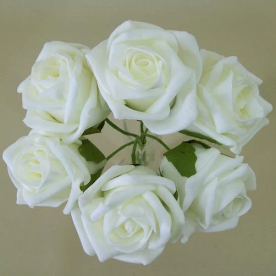 Colourfast Cottage Foam Roses Bundle Ivory 6 Pack 24cm - R295 T4