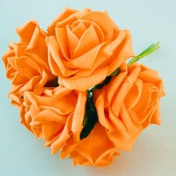 Colourfast Cottage Foam Roses Bundle Tangerine 6 Pack 24cm - R888 U2