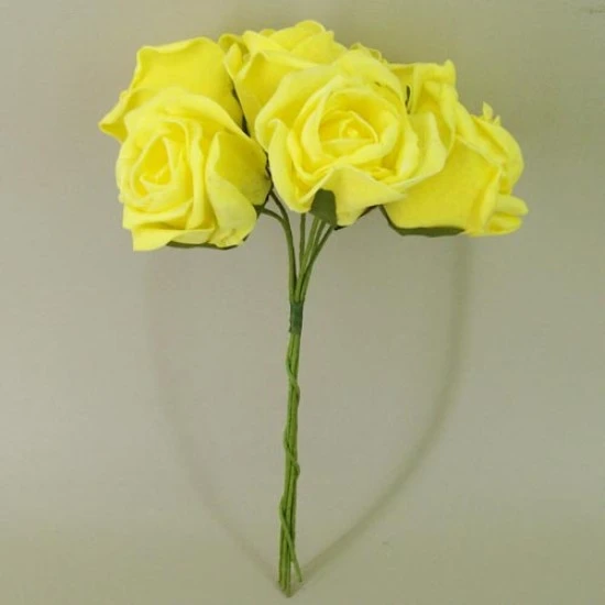 Colourfast Cottage Foam Roses Bundle Yellow 6 Pack 24cm - R298 BX5