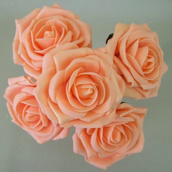 Colourfast Foam Roses Large Apricot 5 Pack 25cm - R332 T4