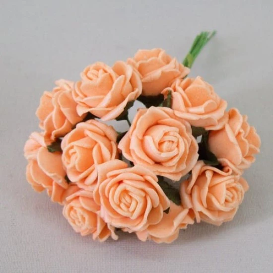Tiny Foam Roses Bunch Colourfast Apricot 11cm - R371 JJ2