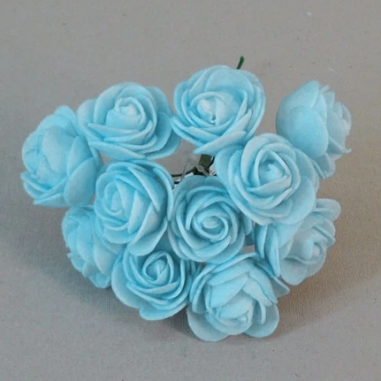 Mini Princess Foam Roses Bunch Baby Blue 12 pack 10cm - R719 BX5