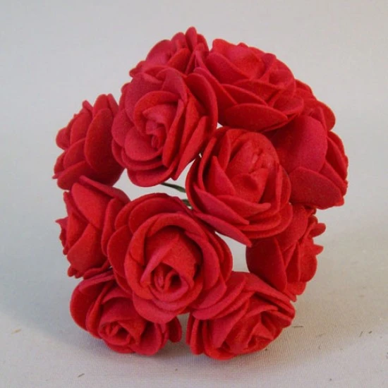 Mini Princess Foam Roses Bunch Red x 12 10cm - R682 S2