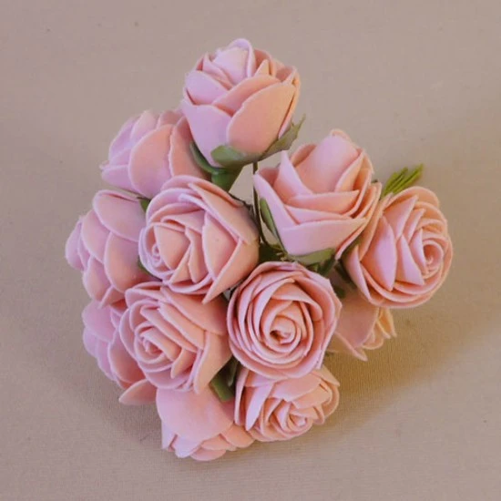 Mini Princess Foam Roses Bunch Vintage Pink 12 pack 10cm - R774 II4