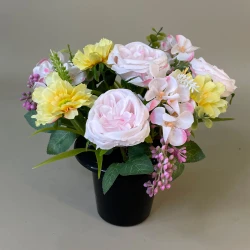 Artificial Flowers Filled Grave Pot Springtime - AG007