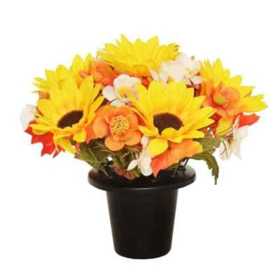 Artificial Flowers Filled Grave Pot Autumn Flowers - AG005 BC