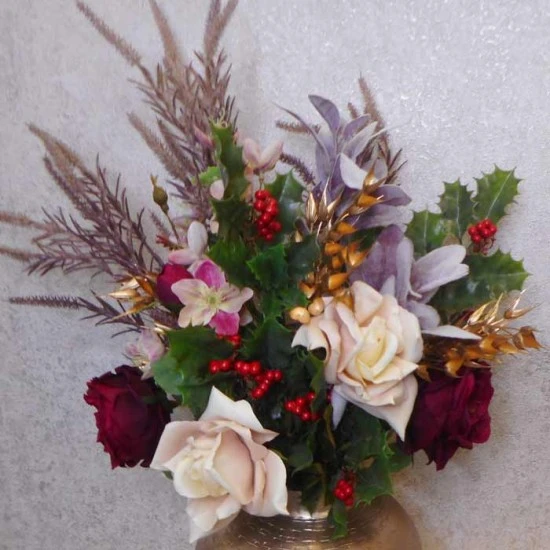Birth Month Faux Flowers Bouquet - December ~ Holly ABV072 : Designed by Kirsty