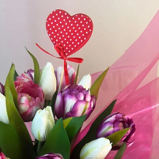 Love is Tulips Artificial Flowers Hand Tied Bouquet - ABV084 5B
