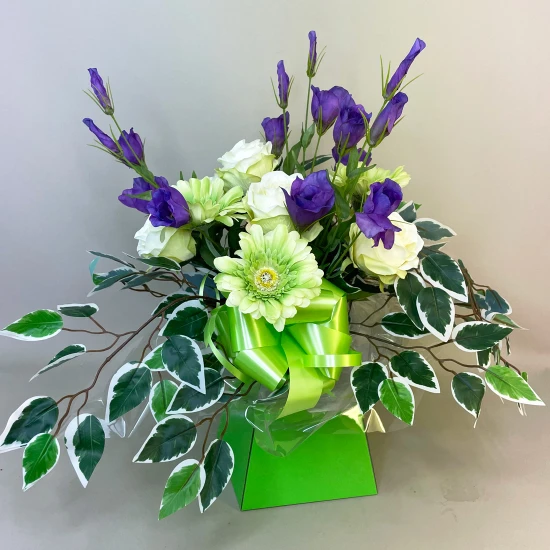 Silk Flowers Gift Bouquet - Citrus Lime - BBV003
