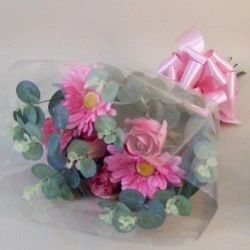 Silk Flowers Gift Bouquet Pink Sensation Silk Rose and Gerbera - ABV031