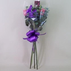 Silk Flowers Gift Bouquet Purple Sensation Silk Rose and Gerbera - ABV018