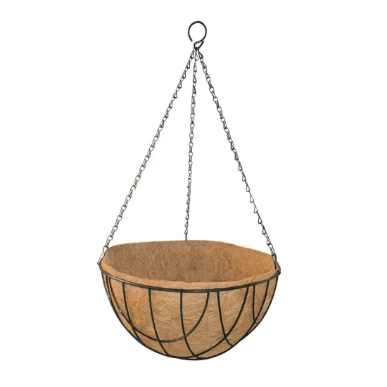 30cm Round Wire Hanging Baskets with Coco Liner and Chains - HAN001