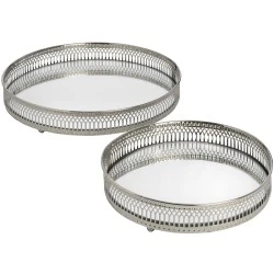 Set of 2 Circular Nickel Trays 20.5cm - LUX031 1C