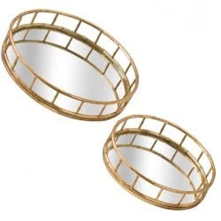 Set of 2 Detailed Circular Trays 48cm - LUX027 4A