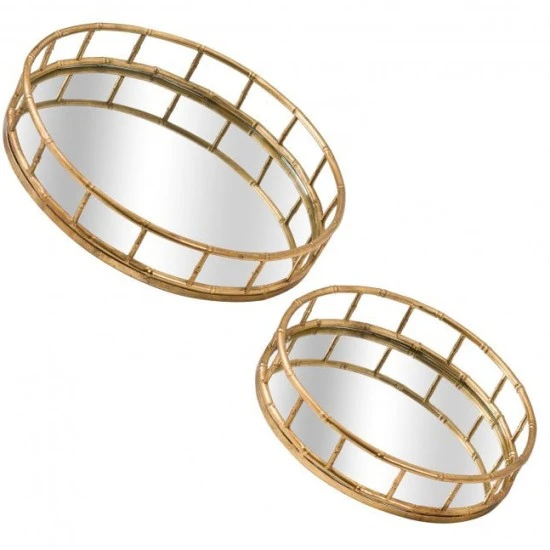 Set of 2 Detailed Circular Trays 48cm - LUX027 4A