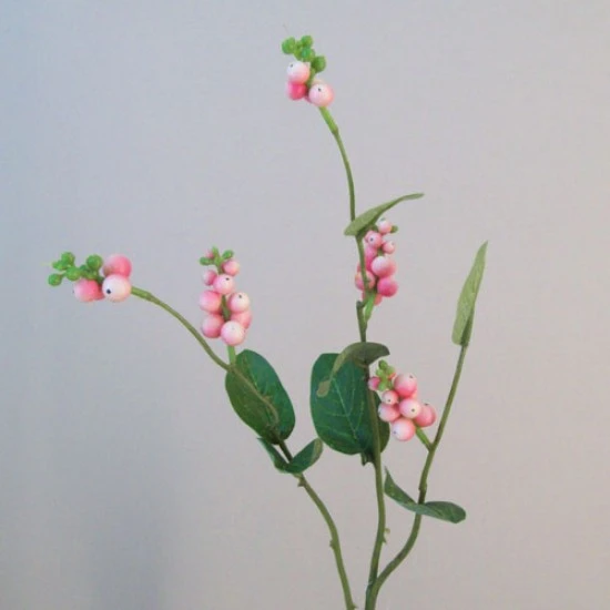 Artificial Coral Berries Stem | Pink Snow Berry Branch 55cm - BER006 B2