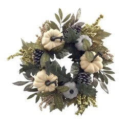 Artificial Pumpkins Leaves and Berries Wreath 50cm - PUM005 BAY3D