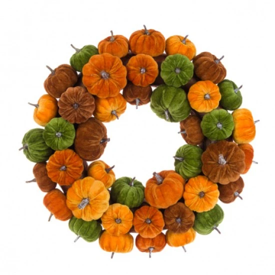 Velvet Pumpkins Wreath 46cm - PUM016 