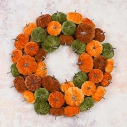 Velvet Pumpkins Wreath 46cm - PUM016 