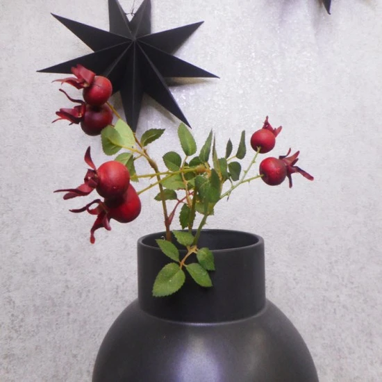 Artificial Rosehips Dark Red 46cm - R398 