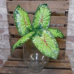 Artificial Caladium Leaf Green Red 43cm  - CAL002 C3