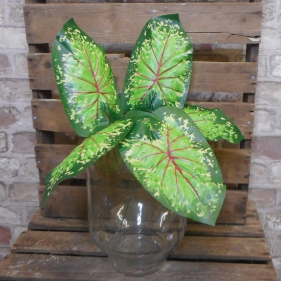 Artificial Caladium Leaf Green Red 43cm  - CAL002 C3