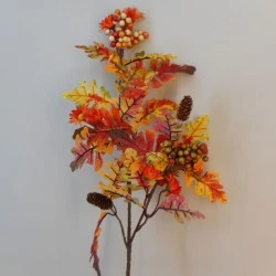 Artificial Oak Leaves and Berries Branch 83cm - OAK014 AA4