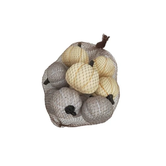 Pack of 10 Mini Artificial Pumpkins Grey and Cream 6cm - PUM020
