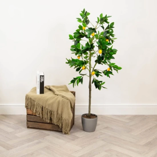 Real Touch Artificial Lemon Tree in Grey Pot 130cm - LEM506