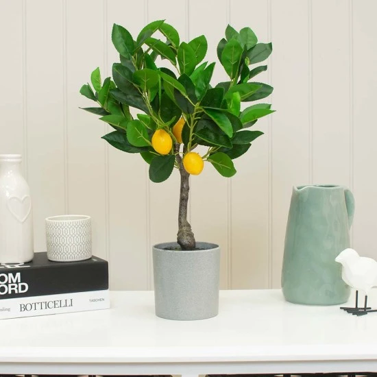Real Touch Artificial Lemon Tree in Grey Pot 45cm - LEM505 3A