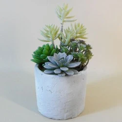 Potted Artificial Succulents in Grey Pot - SUC039 2B