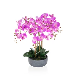 Real Touch Magenta Pink Phalaenopsis Orchid Plant in Grey Pot 68cm - O088